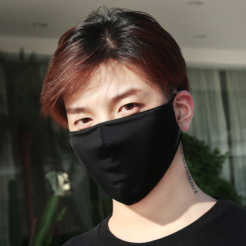 口罩时尚防晒口罩男夏季薄款冰丝帅气潮网红透气可水洗男k2黑色3个