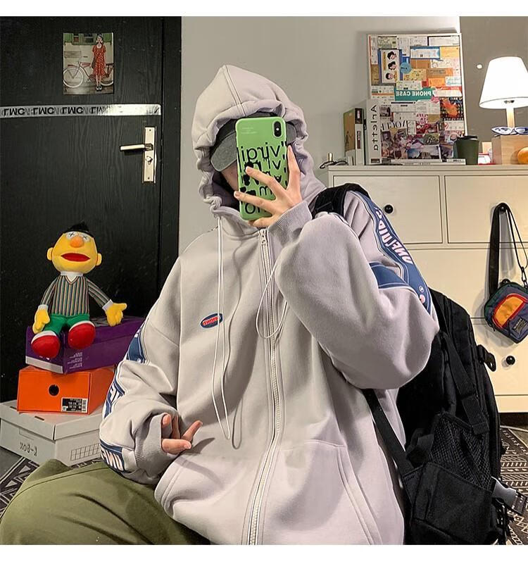 司创sichuang卫衣男炸街外套男春秋潮牌宽松原宿风衣服秋季ins港风连