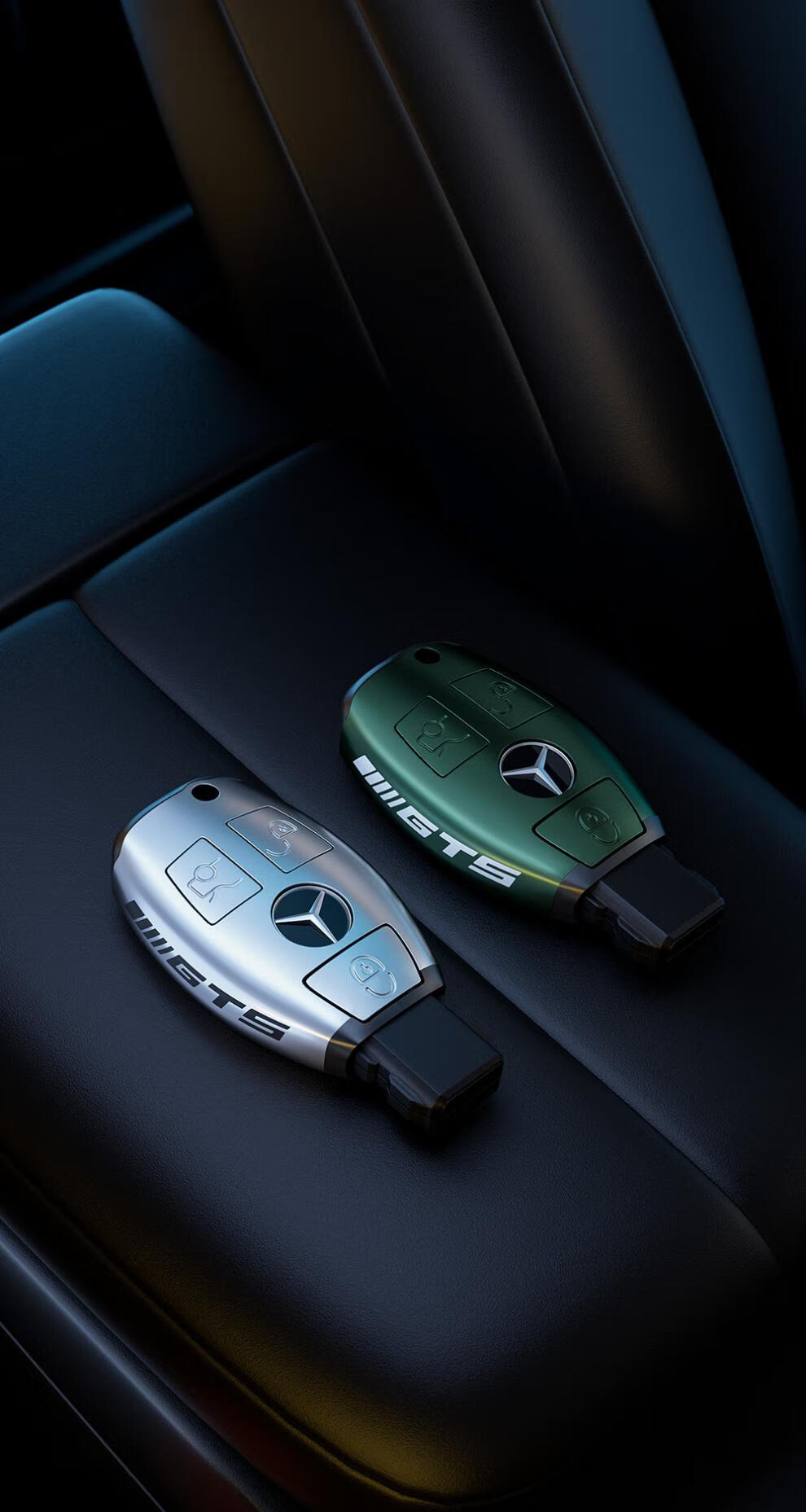 qefh适用奔驰钥匙套汽车钥匙包sec级汽车金属扣护套包壳扣pc材质奔驰