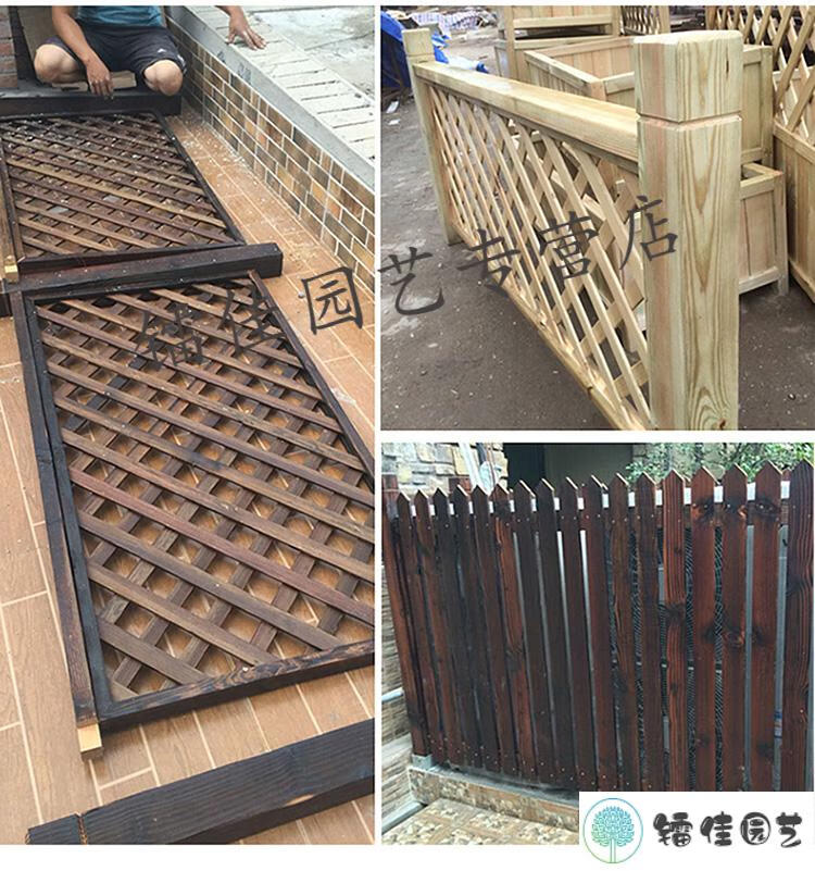 瑰季防腐木围栏定做室外木栅栏别墅庭院碳化木护栏户外实木围墙篱笆木栏杆搭配木门露台炭化木网格扶手d款花旗木 一平方单价 图片价格品牌报价 京东