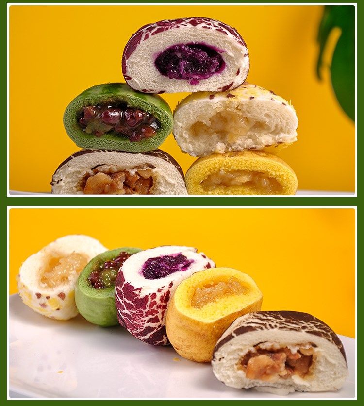 海丝五福包子340g袋装儿童早餐加热即食速食夹心面米制品创意点心340g