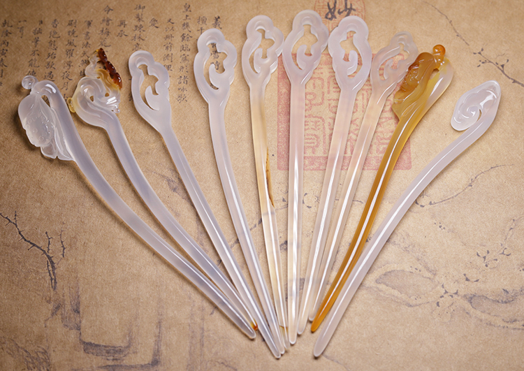 芙蕖红玉髓发簪复古风汉服旗袍发饰玉搔头玛瑙玉石如意唐凤山河令簪子