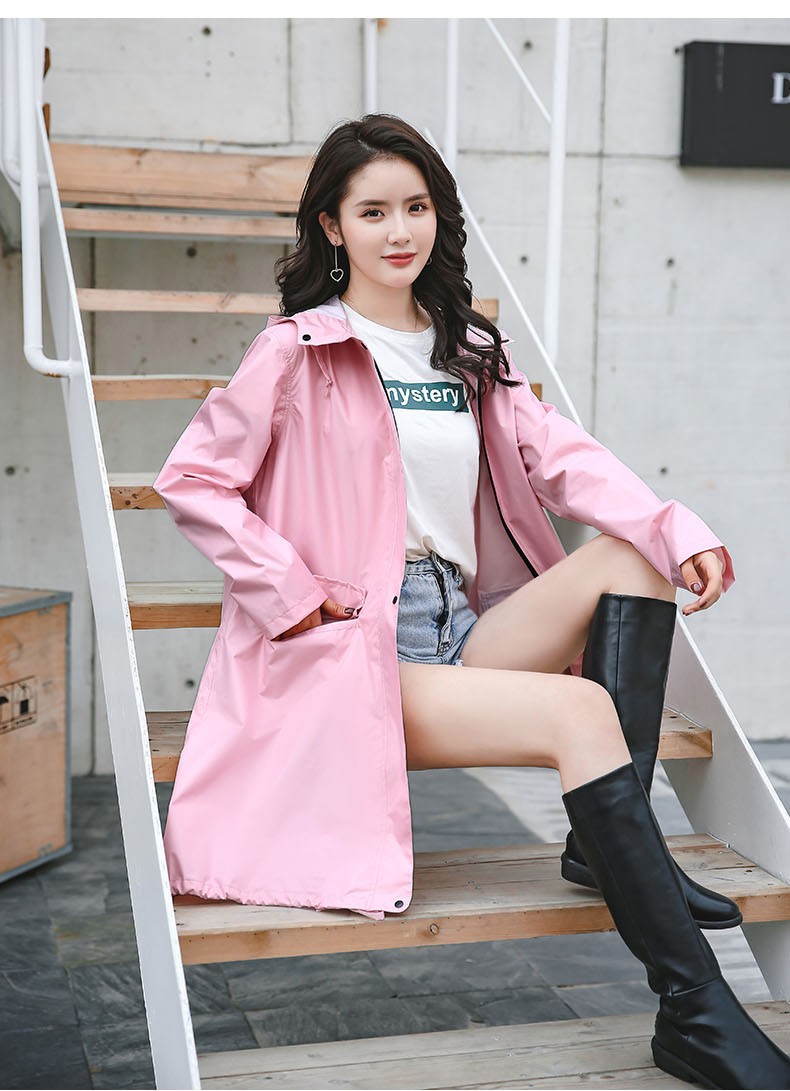 时尚雨衣雨披便携轻薄雨衣徒步出行女士长款外套雨衣2001黄色防暴雨