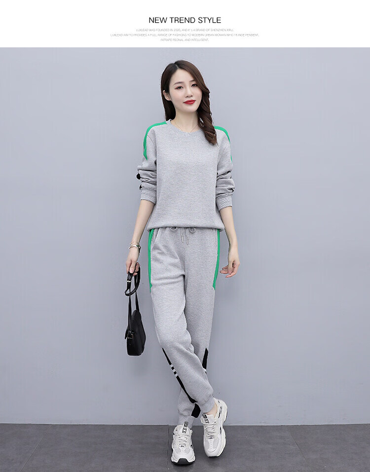 运动套装女卫衣秋季新款休闲遮肚显瘦胖mm大码两件套潮流时尚宽松套装