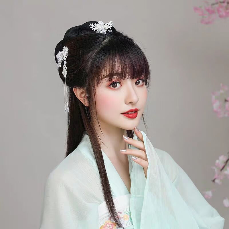 提伯斯汉服头饰玉女泪三件套流苏古风发饰古装配饰步摇成人女学生边夹