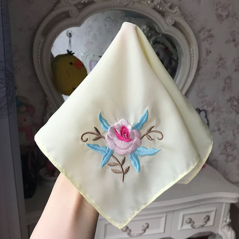 支持国货均欣粗布手帕绣花古风手帕刺绣手绢汉服配饰女白色牡丹蝴蝶