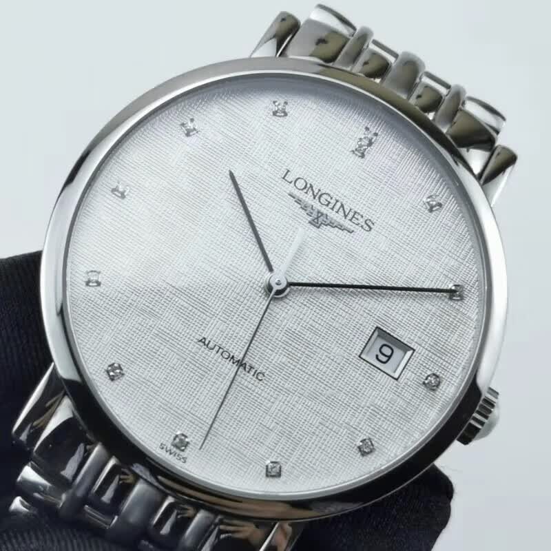 二手95新浪琴longines博雅系列二手自动机械男表背透黑面白面刻度钻