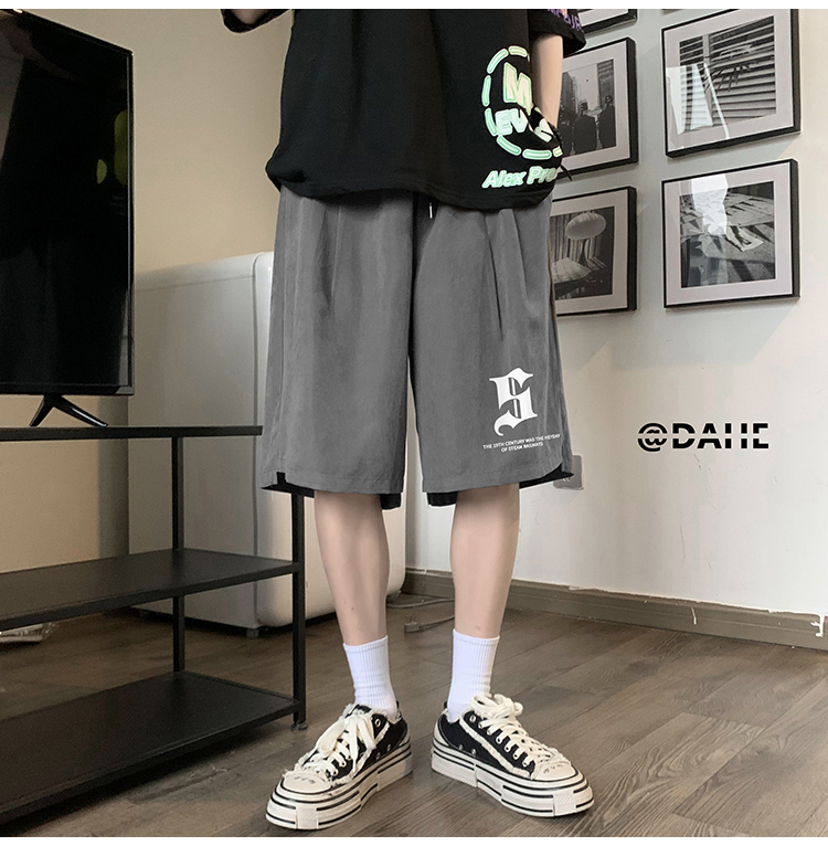 短裤男港风夏季新款ins潮流青少年简约百搭慵懒风字母印花高街个性