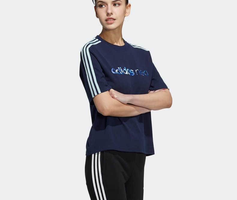 adidas阿迪达斯官网neo女装夏季运动圆领短袖t恤he7934 学院藏青蓝