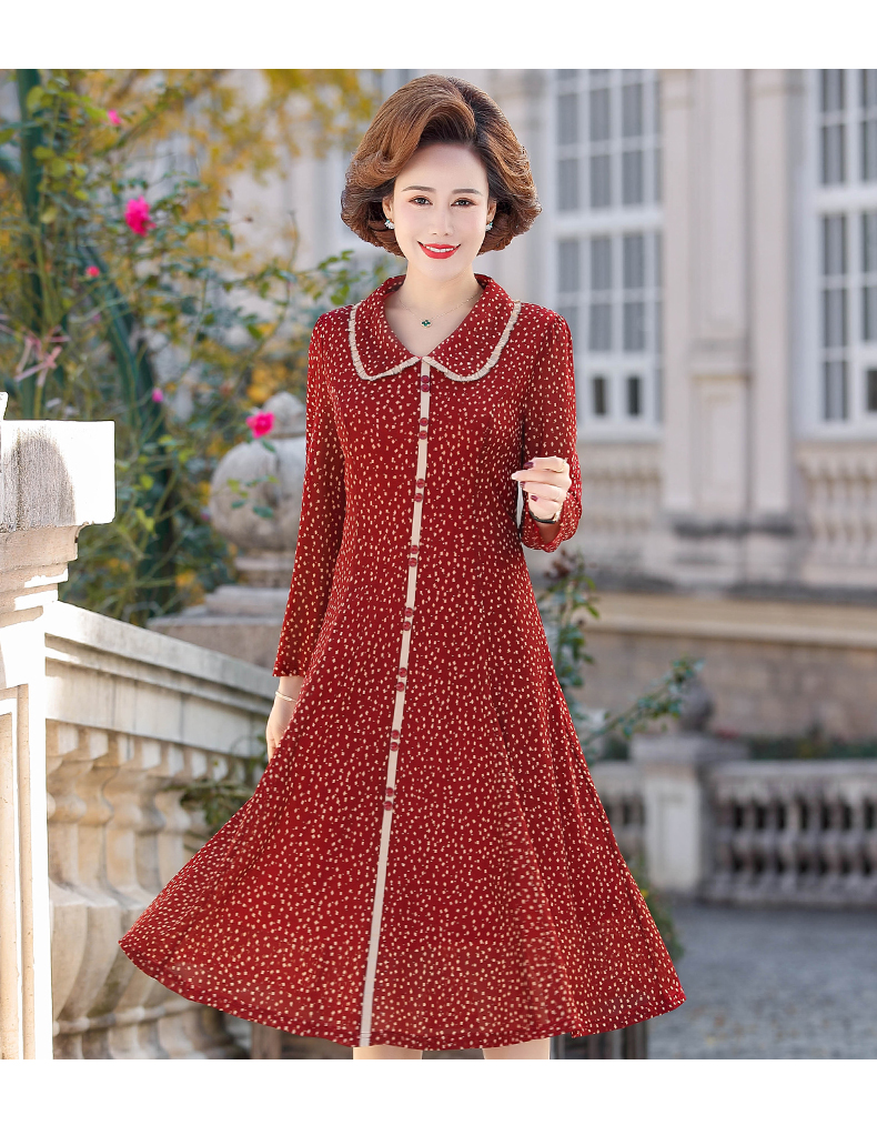 称美中老年妈妈春秋季洋气遮肚高贵连衣裙405060岁喜婆婆婚宴装结婚