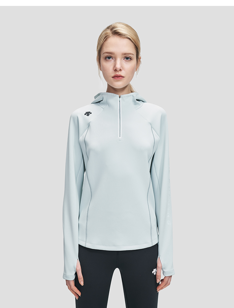 descente迪桑特 womens running 女子连帽卫衣d1332rhd03 薄荷绿-mt m