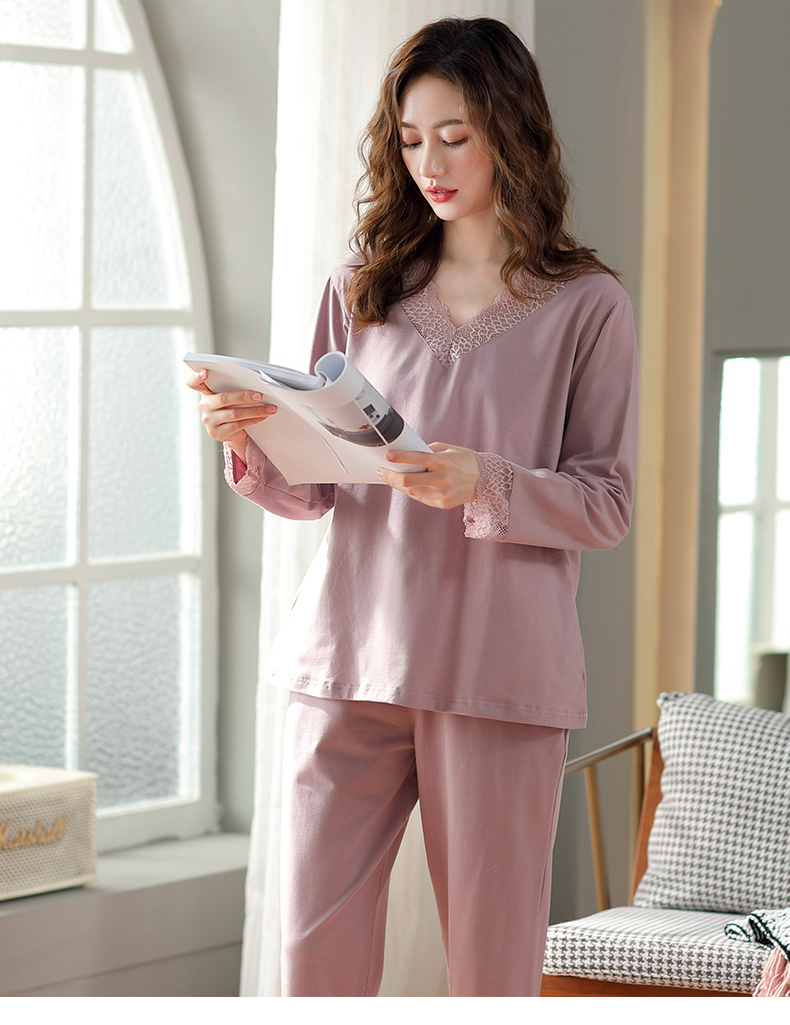 中老年妈妈睡衣女春夏款长袖胖mm加大码夏季家居服套装 e2220 m