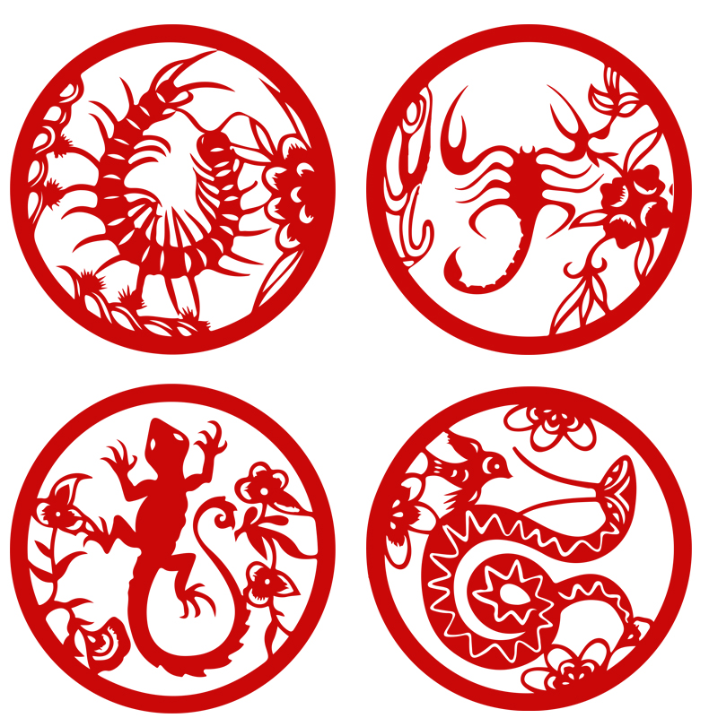 端午节剪纸 材料包 剪纸图案底稿传统五毒葫芦 五毒节剪纸 diy制作