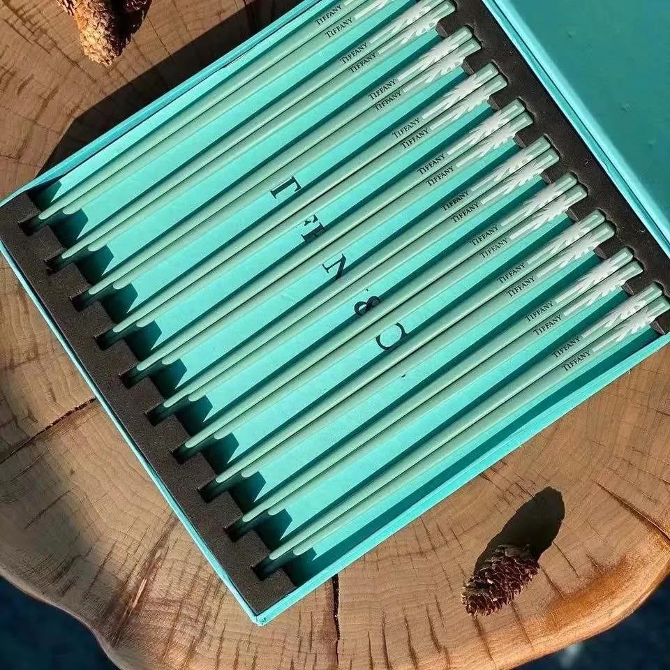 筷子10件套欧式高档色家用轻奢餐具 蒂芙尼筷子10双 套礼盒装【图片