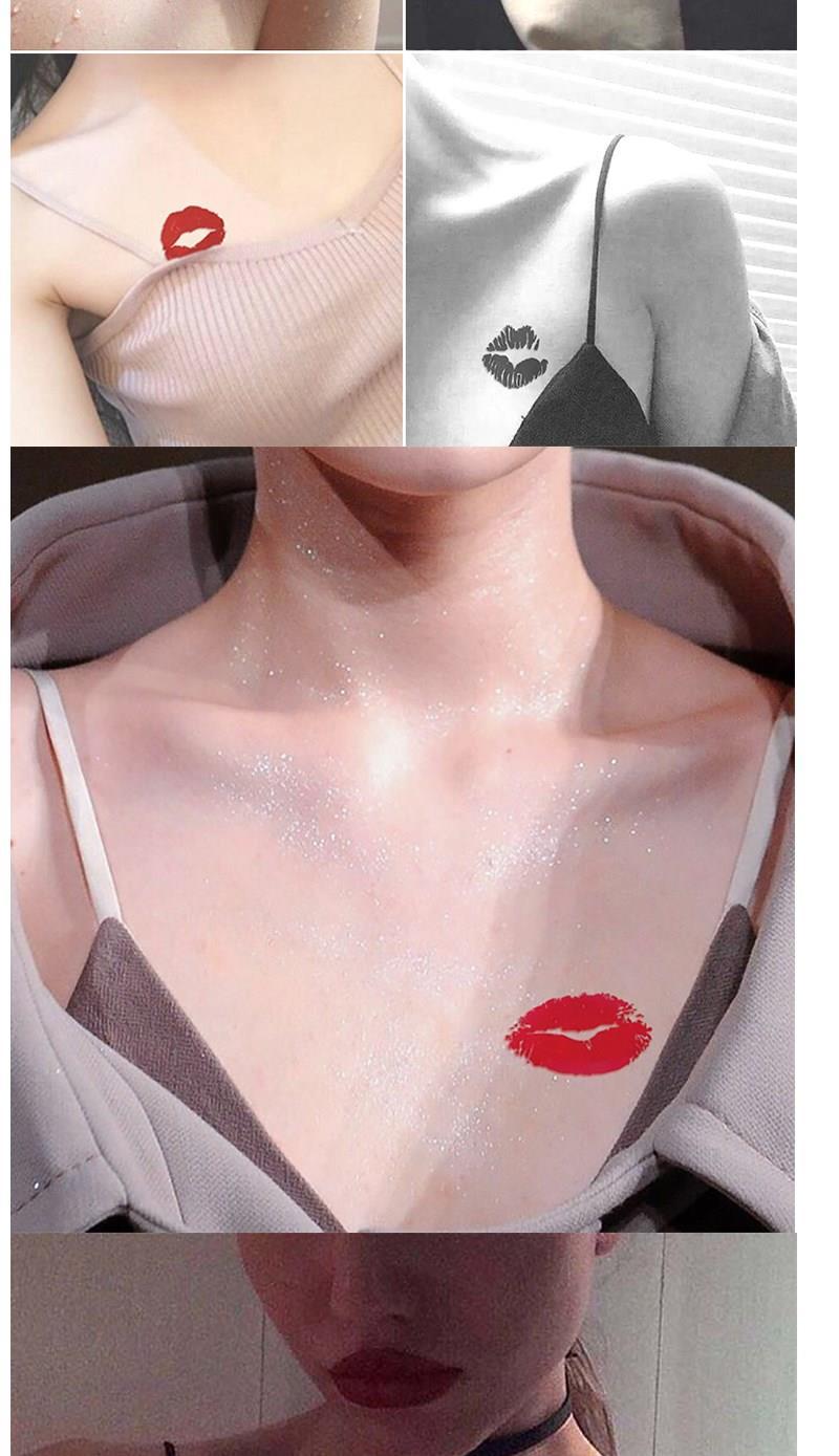 芭雅莲纹身贴女胸部纹身贴防水男女性感唇印嘴唇红唇锁骨风仿真贴纸 a