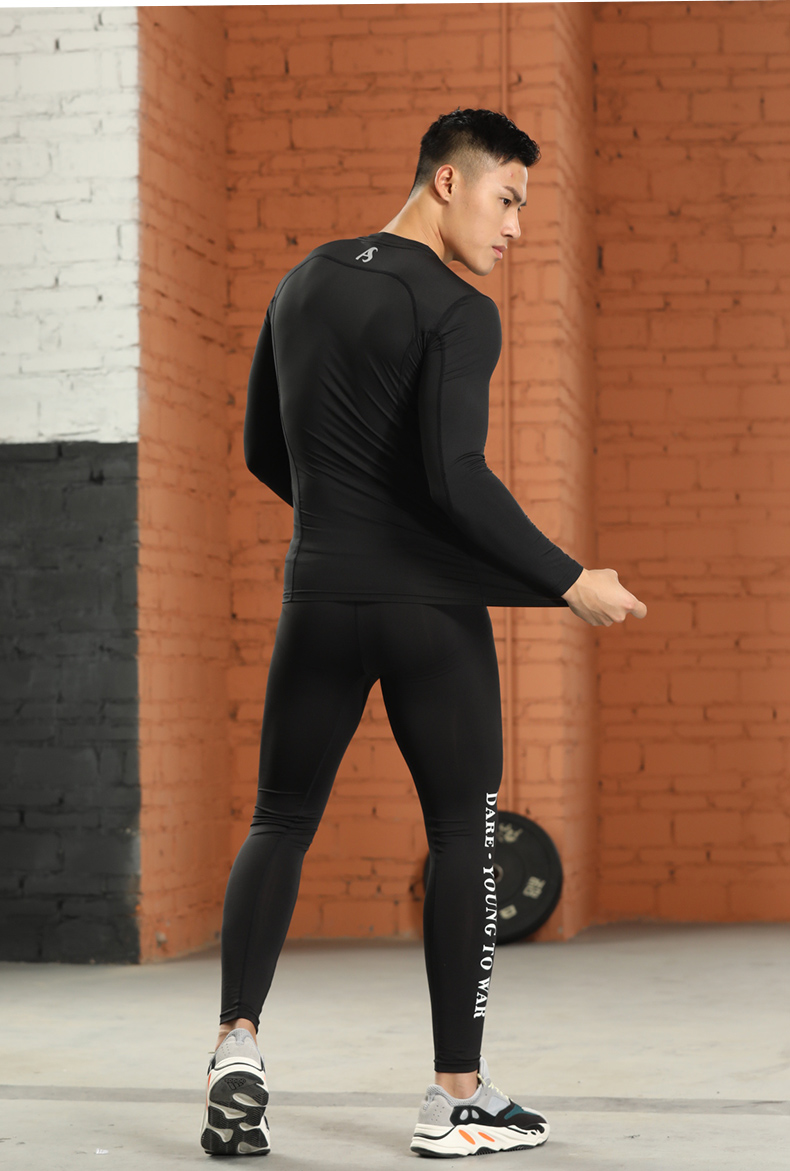 骑行紧身衣男款秋冬季速干抓绒保暖自行车秋裤内衣裤运动健身套装