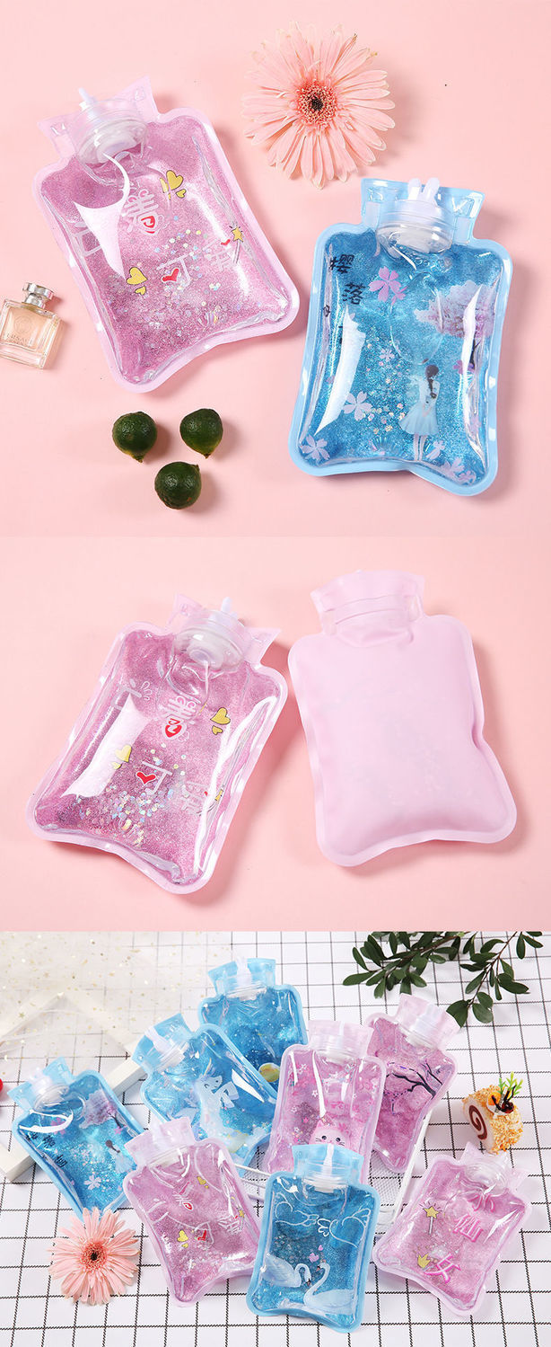 灌水热水袋学生透明暖手宝可爱小号注水随身热敷暖水袋北极象樱落伊言