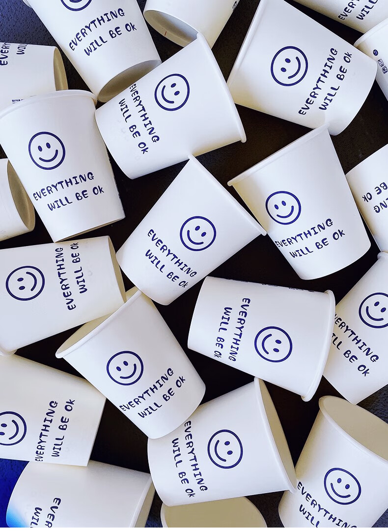 一次性小纸杯ins可爱笑脸生日野餐水杯卡通家用饮料杯子定制纤雅洁