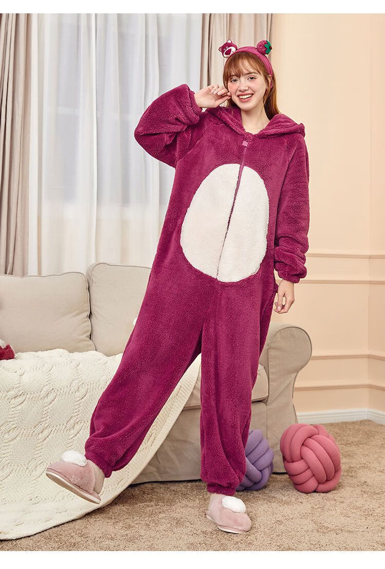 连体睡衣女冬季可爱秋冬女新款珊瑚绒冬季出门可如厕连体裤家居服套装