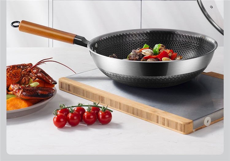 小米有品美仕杰不锈钢蜂窝全面屏网纹炒锅不粘锅炒菜锅30cm耐刮耐磨