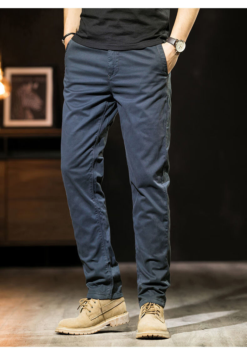 皮尔卡丹品牌高档男装秋季弹力休闲裤男士直筒修身纯棉商务工装裤运动