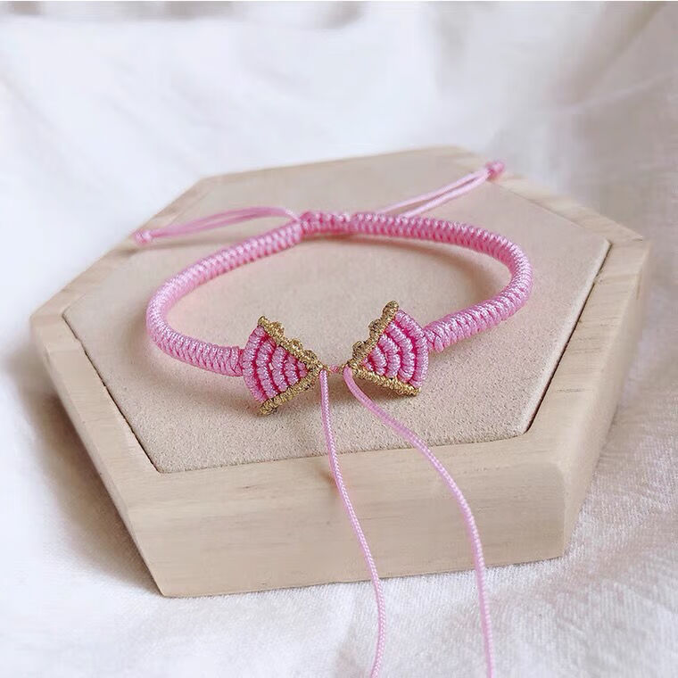 高瑞品质手工编织在逃公主手绳半成品可穿珠珠小红书蝴蝶结编绳手链女
