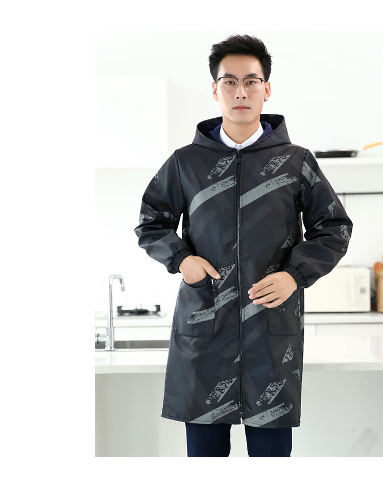 超大码罩衣工作服长袖大褂男冬季男士罩衣工作服防水防油加厚款加绒带