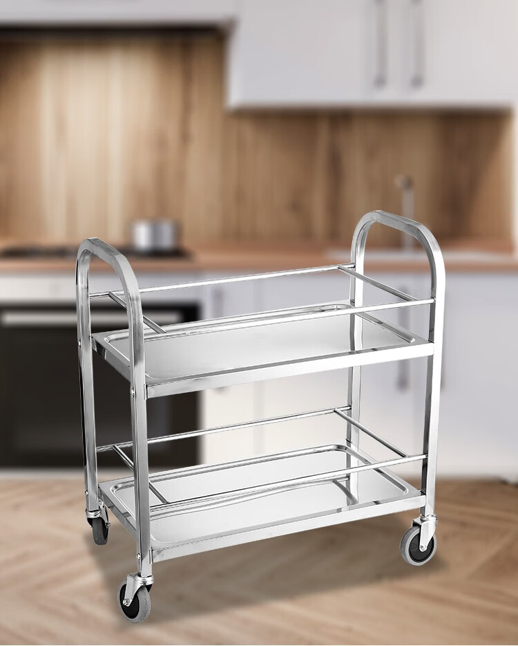 中粹加厚不锈钢餐车小推车多层商用酒店餐厅酒水车移动收餐车收碗车