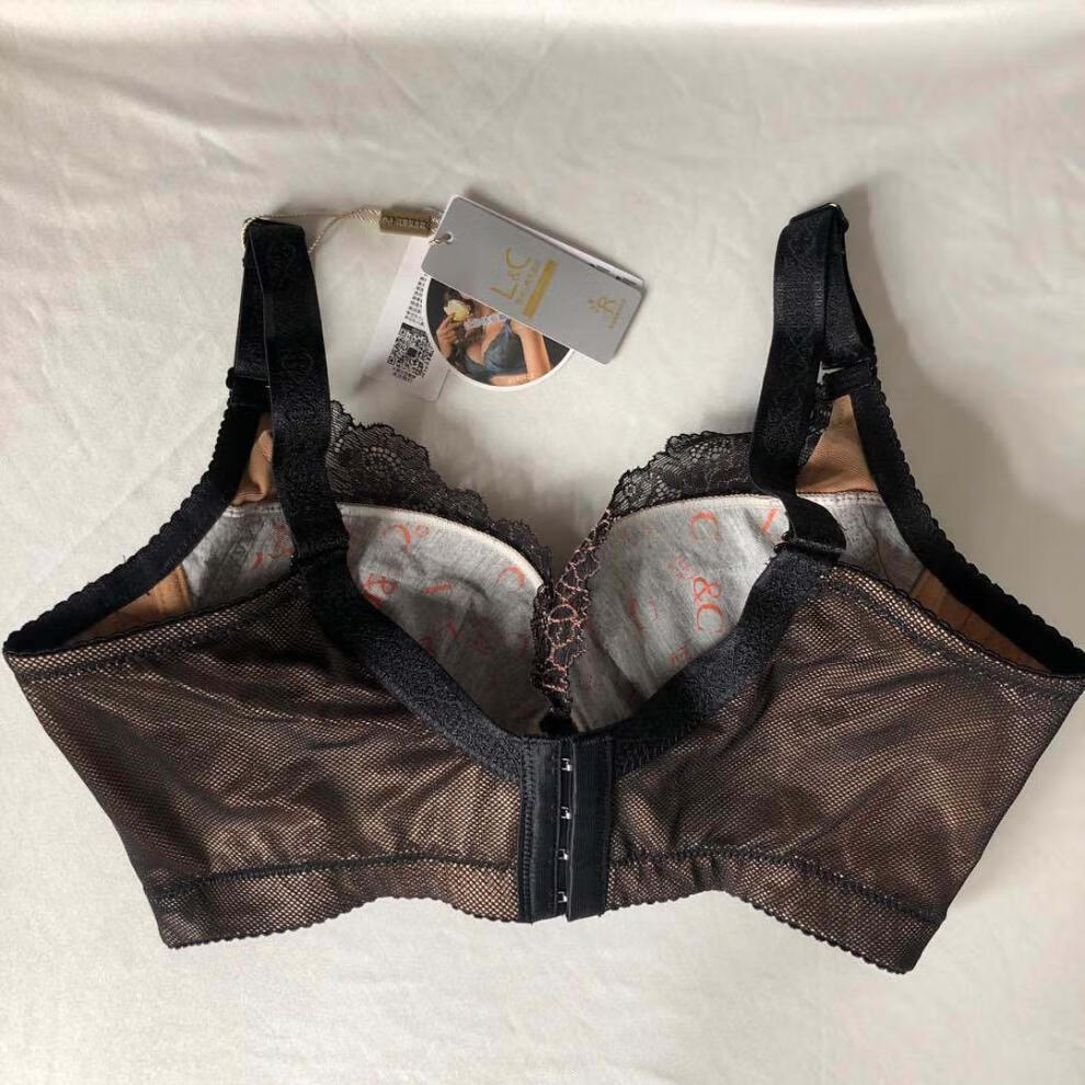 hkxn瑞法斯文胸厚杯140422小胸聚拢上托内衣性感收副乳调整型胸罩黑色