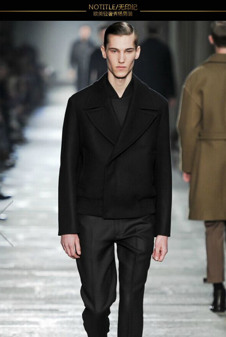 男士羊毛呢子西装大衣冬季新品欧美秀场短款青年大码毛呢夹克外套定制