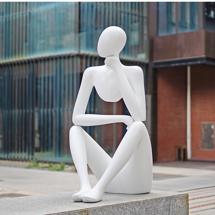 现代简约抽象镂空人物雕塑摆件样板房售楼部处园林景观禅意模型 c款