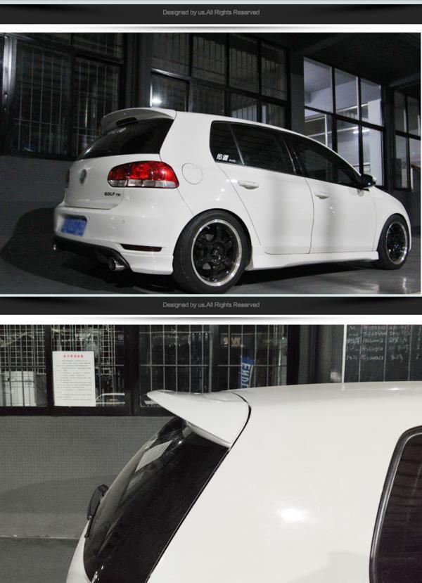 适用高尔夫6尾翼高6高尔夫六gt1013运动款改装碳纤纹顶翼深黑免打孔