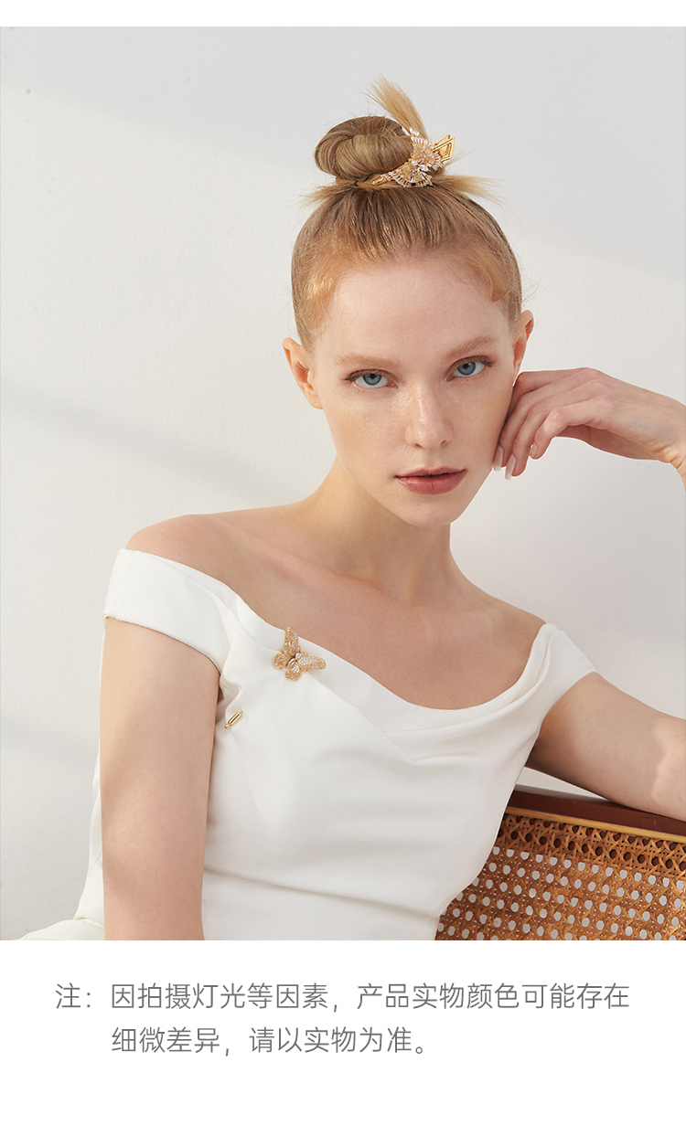 shes茜子发饰品晶莹璀璨原创工艺水晶蝴蝶闪耀头饰发夹发卡女成人捏夹