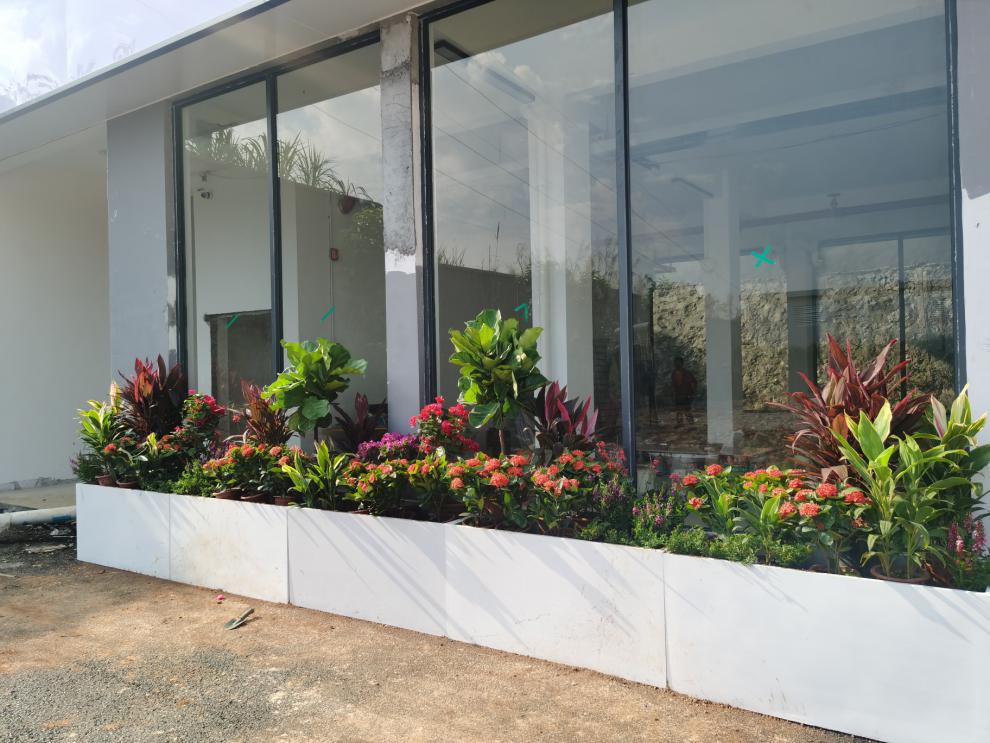 水泥花箱 大号长方形水泥花盆镁泥花箱北欧长条马槽盆庭院户外隔断