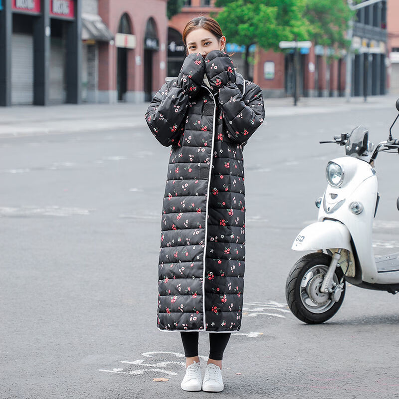 防护两用骑车挡风衣女反穿电动车棉衣冬季防水防风罩衣挡风被 小雏菊