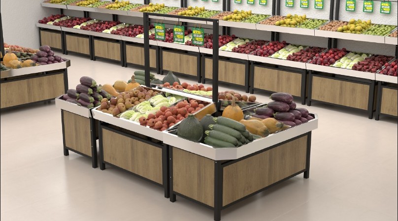 加厚不锈钢超市果蔬架生鲜展示货架多功能蔬菜架新款钢木水果货架堆头