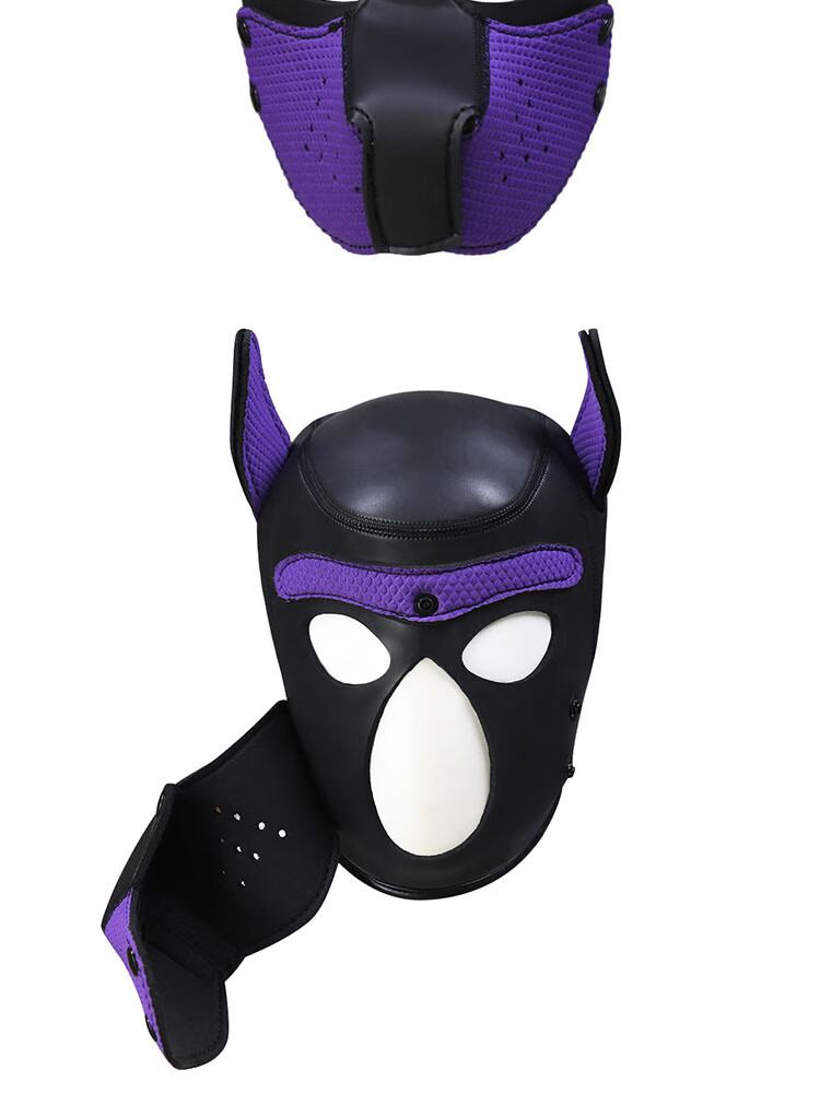 橡胶可拆卸狗头套男用面具露眼面罩狗奴gay调教异形情趣sm另类激 黑色