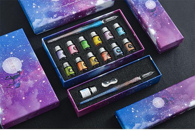 玻璃笔星空笔水晶笔手工创意学生钢笔古风蘸水笔网红生日礼盒套装d