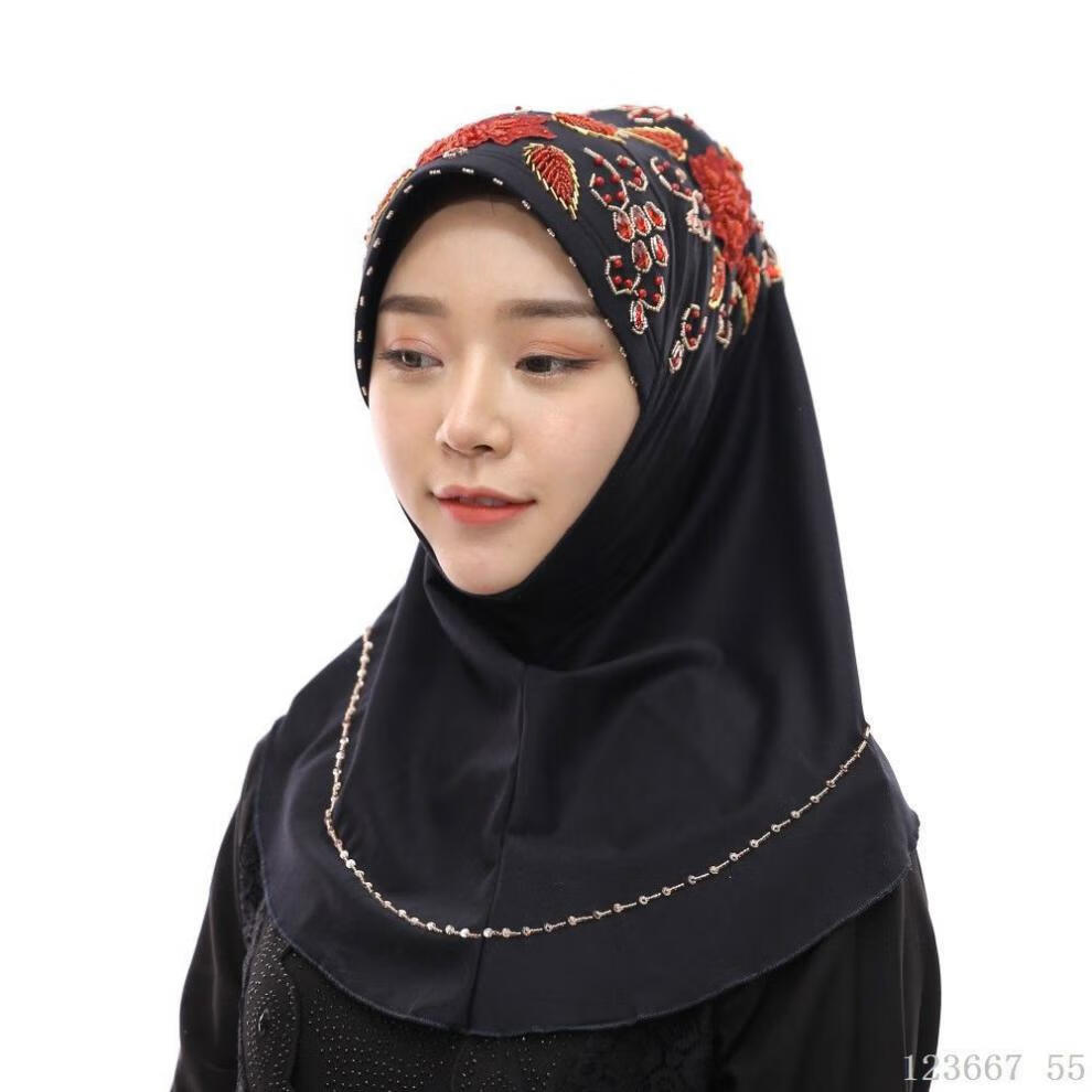 回族女人的套头纱巾盖头回族头巾纱巾新款包头方便套头