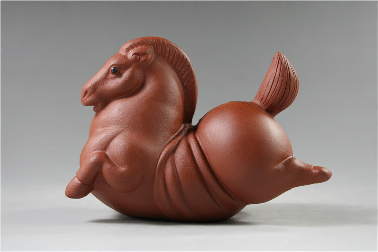 煜釜唐马紫砂茶宠马摆件十二生肖可养精品茶艺雕塑宜