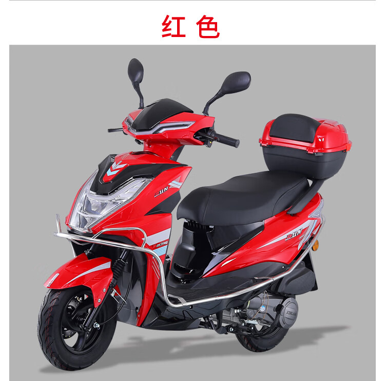 摩托车125c踏板车国四电喷国标整车男女装燃油可上牌高配版红色国四