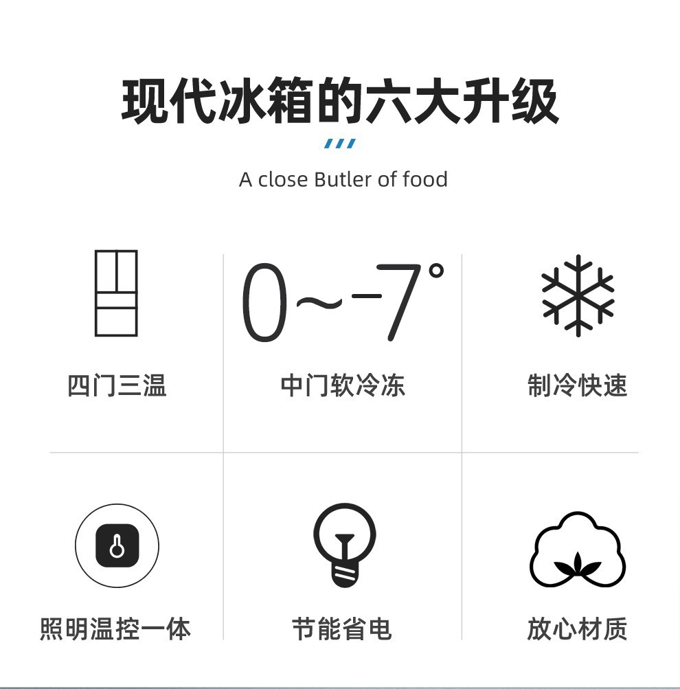韩国现代hyundai312升多门法式四门双开门家用电冰箱嵌入式节能低噪