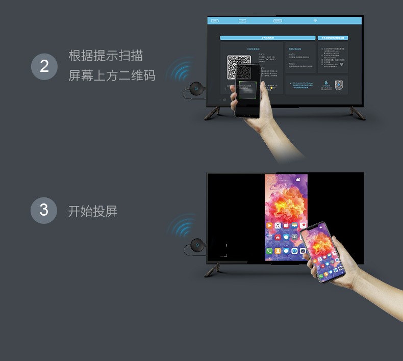 小米mi旗舰通用无线投屏器手机同屏器电视机华为认证高清传输hdmi苹果