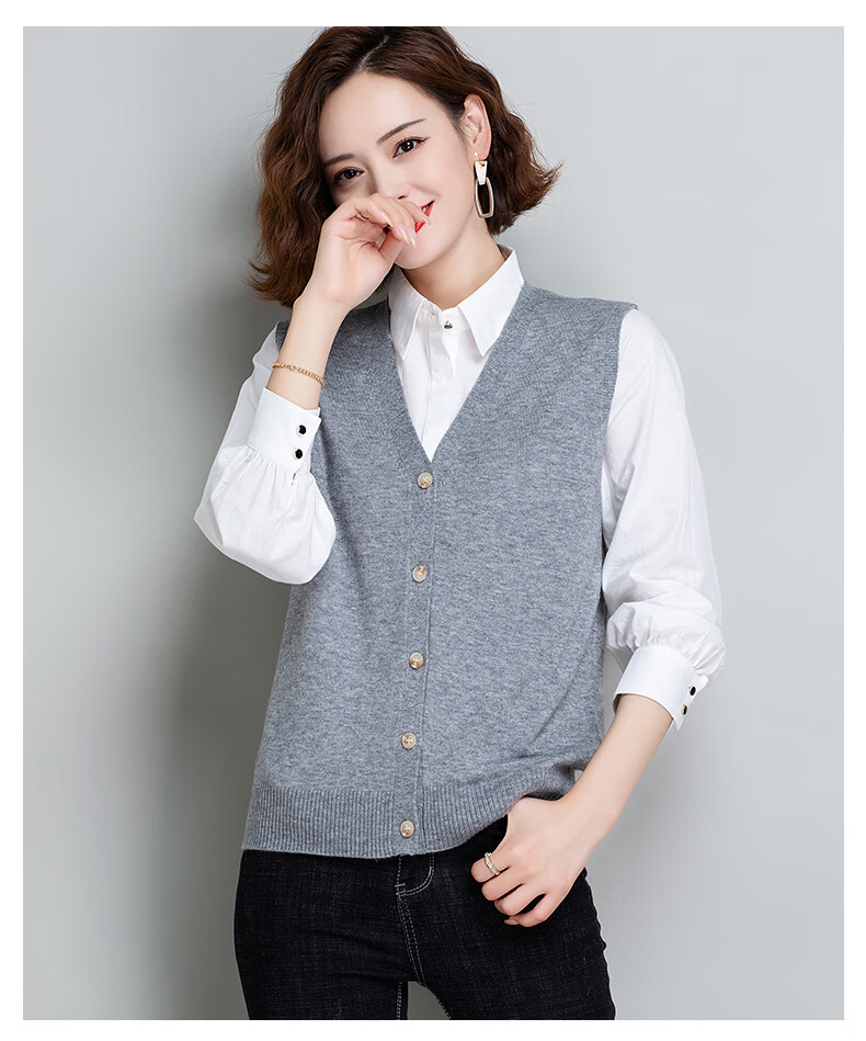 毛背心女开身女士马甲针织外穿毛线羊毛开衫马夹毛衣小外套无袖上衣