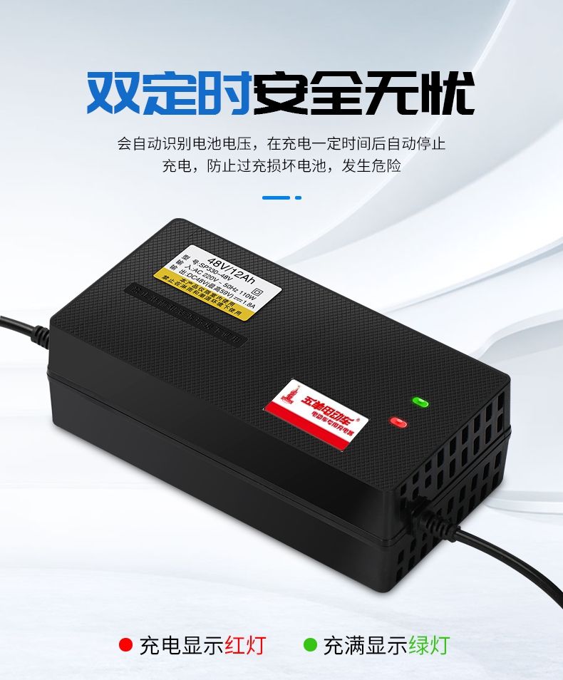 五羊电动车电瓶车充电器36v48v60v72v12ah20ah 64v20ah t型三孔通用
