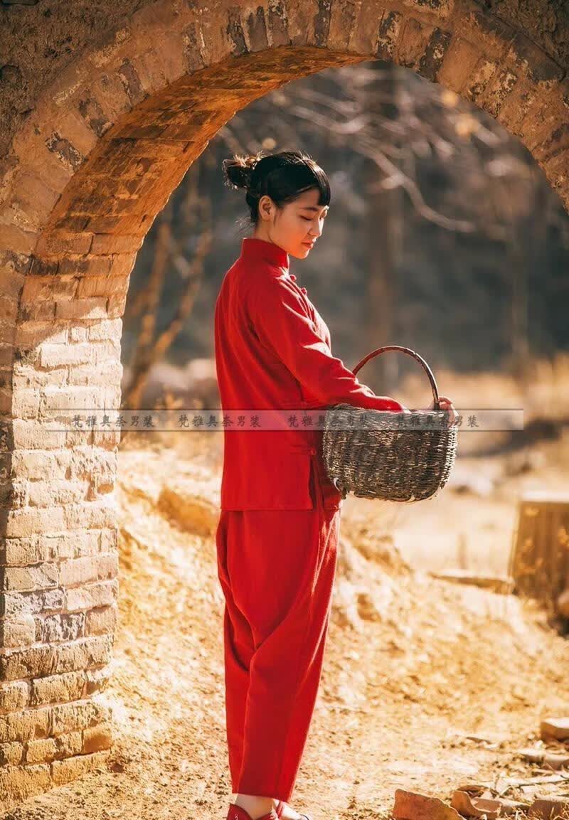 九儿演出服女红高粱同款衣服农民村姑摄影中国风古典九儿舞蹈服装2022
