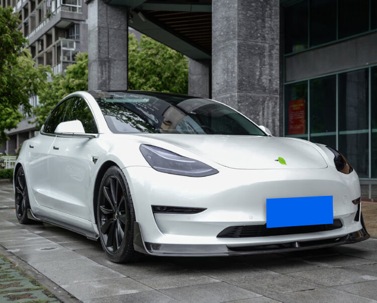 适用于tesla特斯拉model3改装小包围碳纤维v款前唇侧裙后唇尾翼 前唇