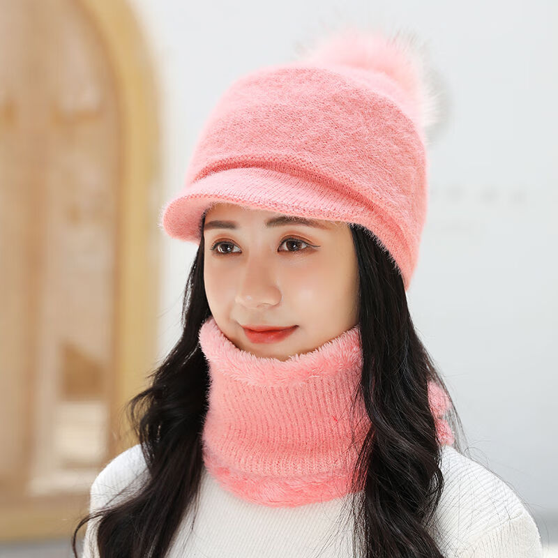 屿汐围巾帽子女帽子女秋冬天韩版潮百搭加绒加厚冬季保暖针织毛线帽