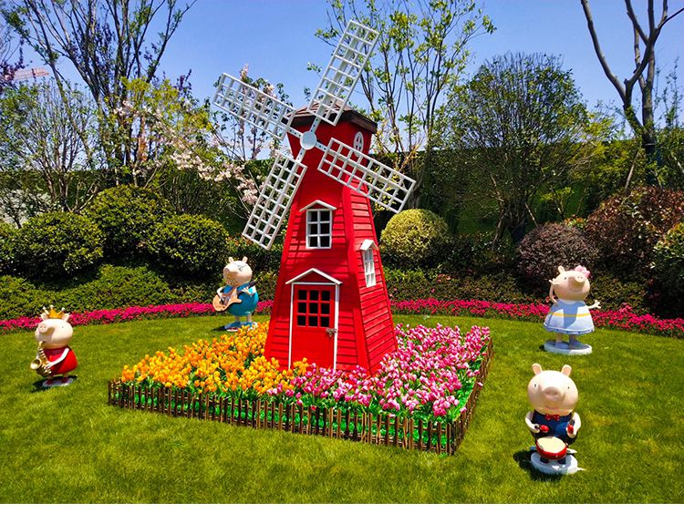 定制防腐木风车景观荷兰大风车户外实木风车防腐木荷兰风车户外木质