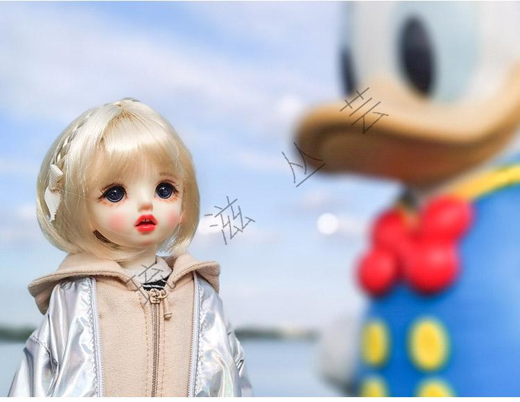 琉滋6分bjd假发假毛马海毛高温丝牛奶丝长发短发卷发长卷卷奶金色牛奶